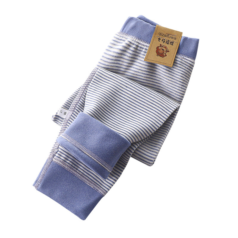 Children's Leggings Baby Striped Autumn and Winter Thermal Pants Thickened German Velvet Silk Seamless Warm Pants Infant Toddler