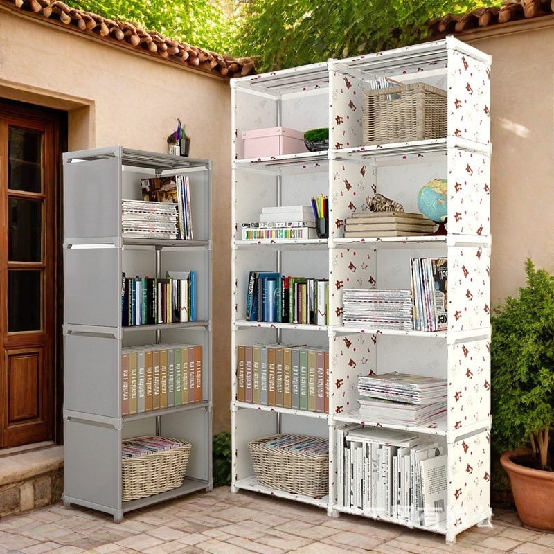 Simple Bookshelf Multi-Layer Floor-Standing Bookcase Assembly Convenient Layered Storage Rack Storage Cabinet