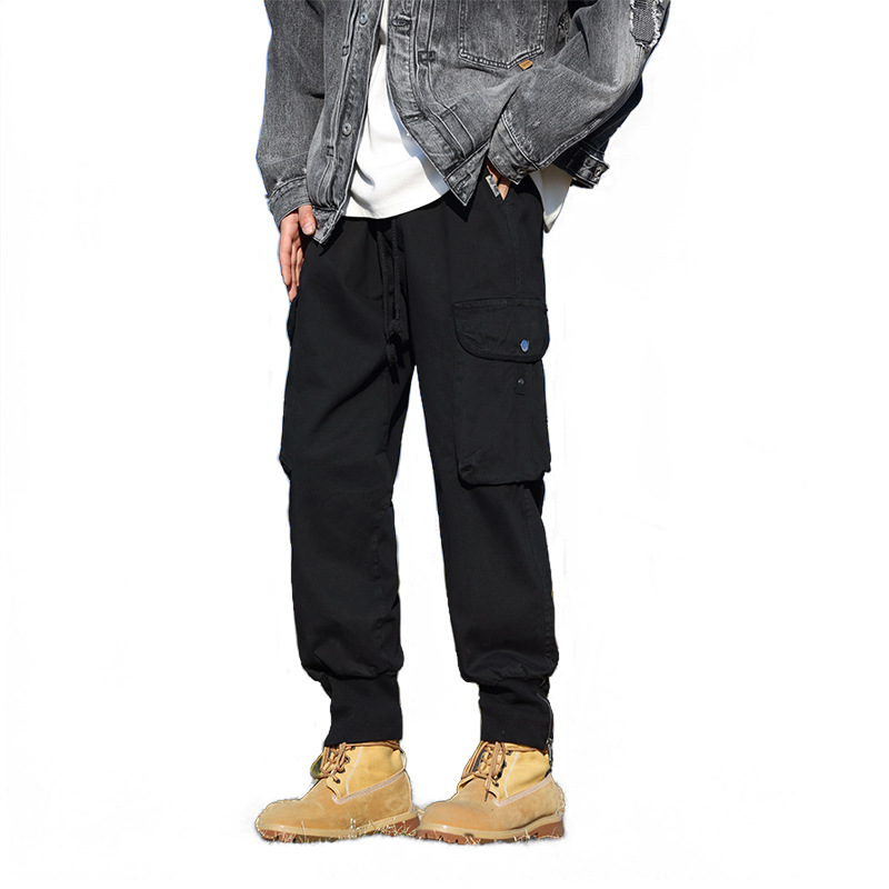 Casual pants men's spring and autumn new fashion brand plus size loose American overalls men's all-match elastic waist trousers