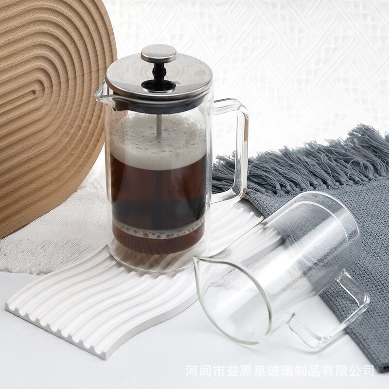 Stainless Steel 304 French Press American Style Coffee Pot Household Tea Pot Tea Maker Double Layer Straight Coffee Pot