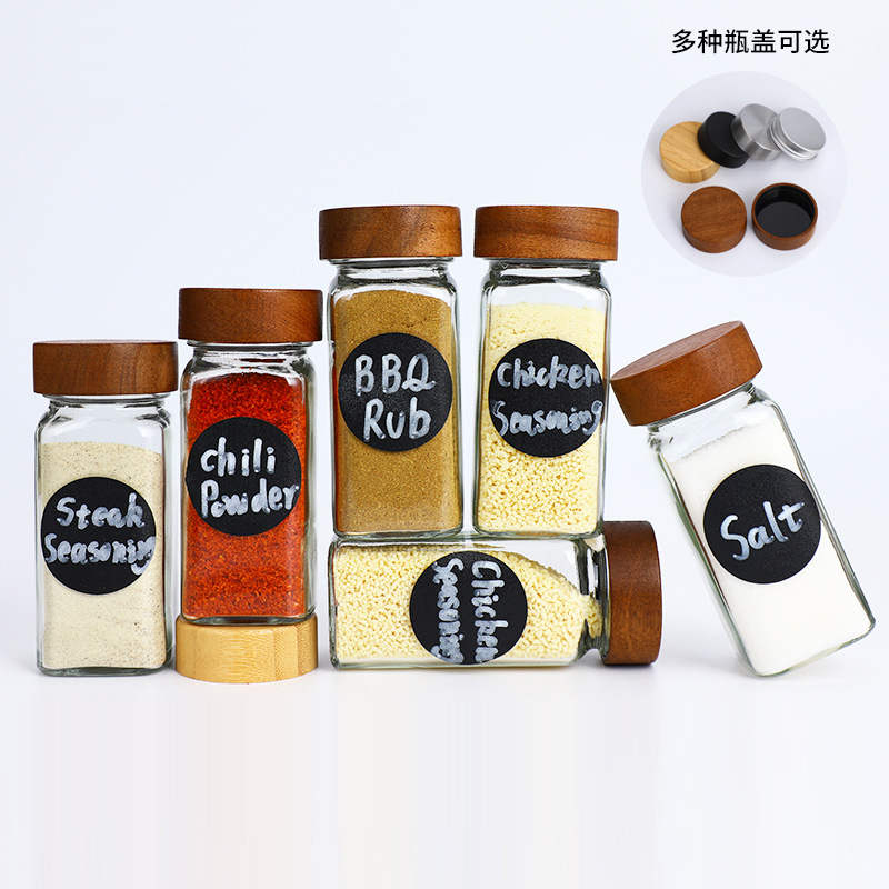 Multifunctional Glass Seasoning Bottle, Sprinkling Bottle, Bamboo Lid, Glass Seasoning Bottle, Msg, Chicken Essence, Salt Jar, Seasoning Jar