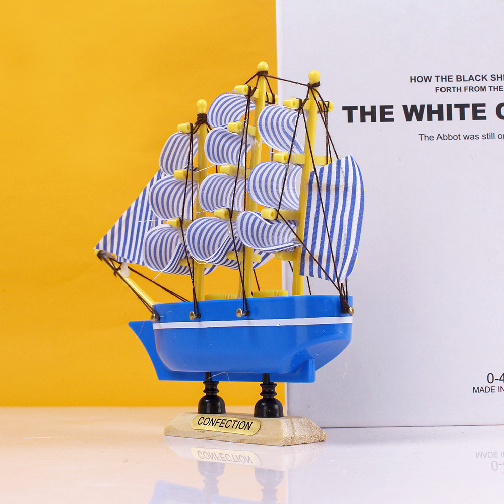 14cm Plastic Sailboat Mediterranean Style Creative Desktop Ornaments Smooth School Season Cake Dress Up