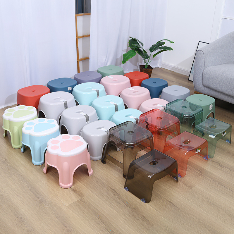 Transparent Plastic Small Stool Wholesale Bathroom Stool Thickened Small Stool Household Non-slip Bath Stool Low Stool Washing Stool