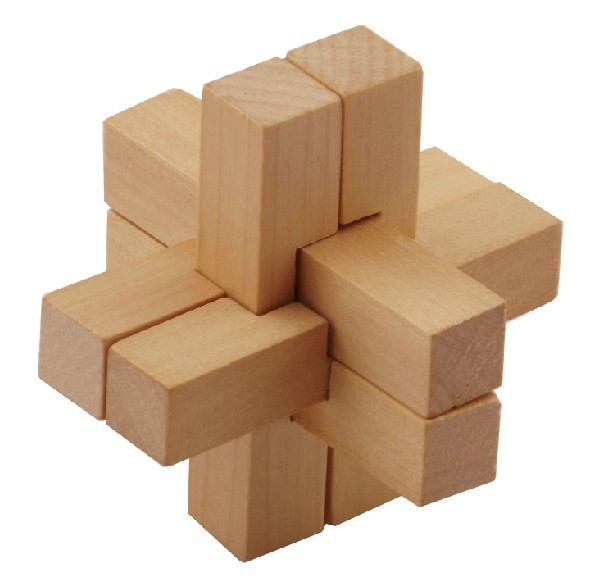 [Puzzle] wooden toy manufacturers color Assembly primary color six-pass Kongming lock Luban ball educational toys
