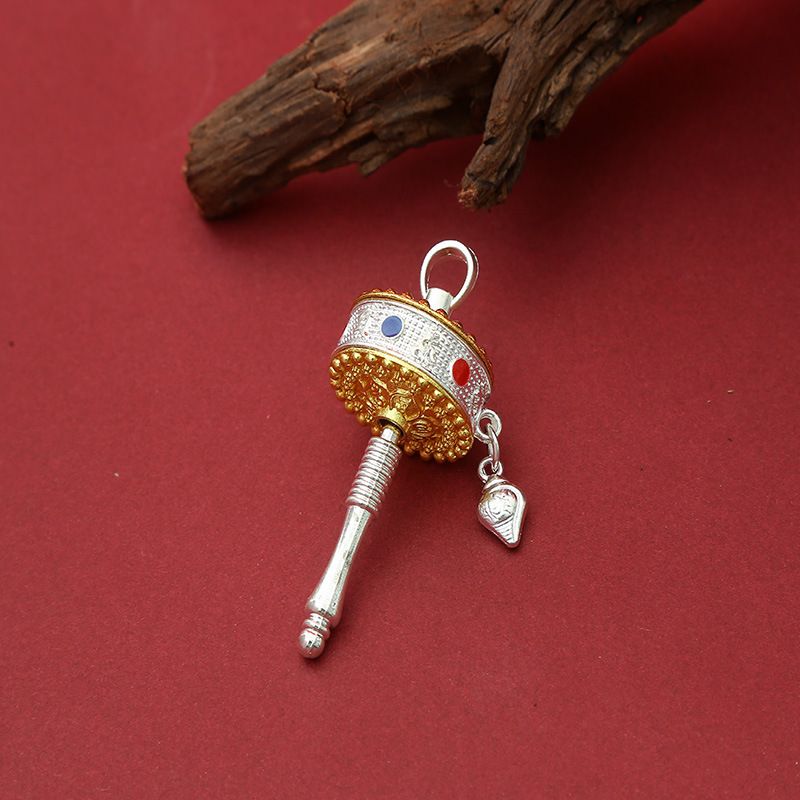 Source manufacturers Xizang souvenirs hand-cranked warp wheel six-character truth pendant tassel jewelry direct supply