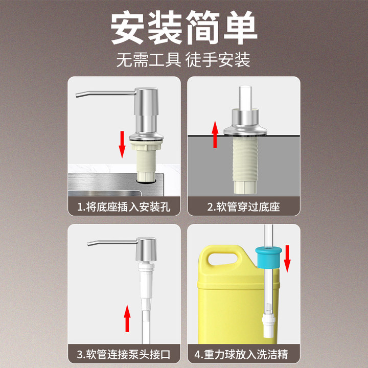 Soap Dispenser Detergent Sink Press Kitchen Vegetable Sink Detergent Press Dispenser Soap Dispenser Extension Tube Pump Head