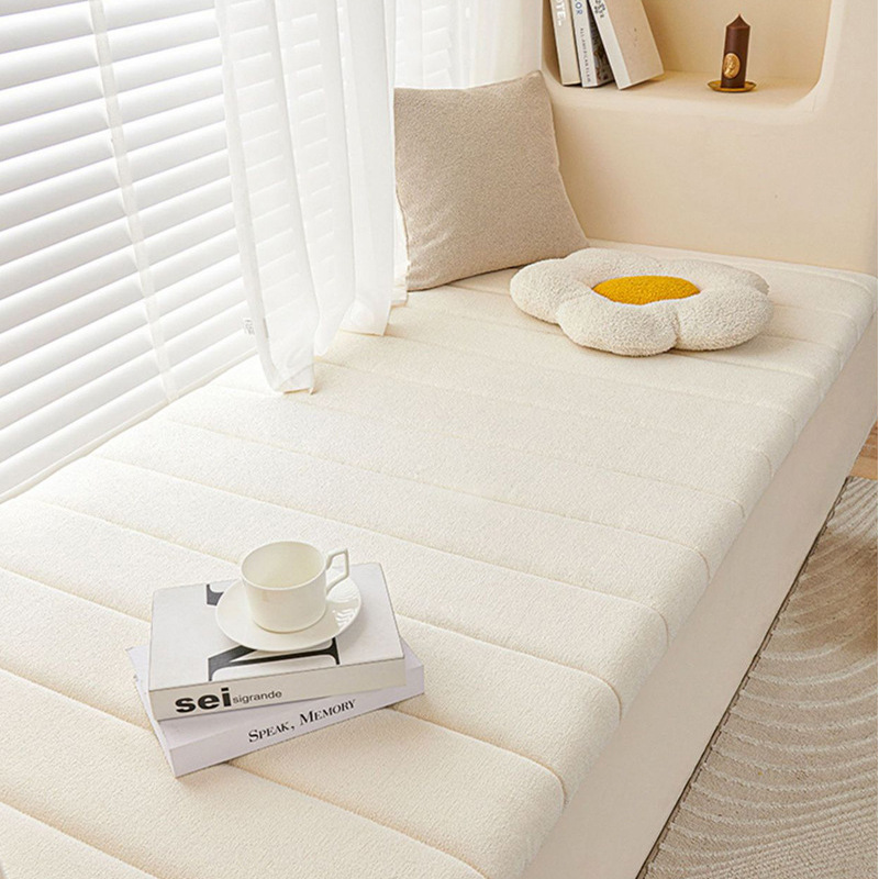 High-End Cream-Style Bay Window Cushion, Teddy Velvet Piano Key Design, Removable and Washable Window Sill Mat, Master Bedroom Balcony Seat Cushion