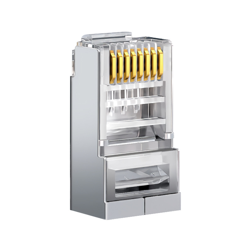 Shielded Crystal Head rj45 Super Six Crystal Head gold-plated 50u Super Five 15u6 class 30u network cable Crystal Head