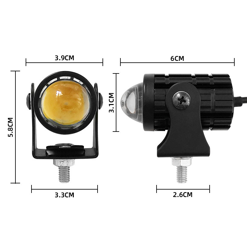 Factory Direct Sales Motorcycle Spotlights, High-Brightness Far and Near Modified External Led Headlights, Two-Color Small Steel Cannon Protection