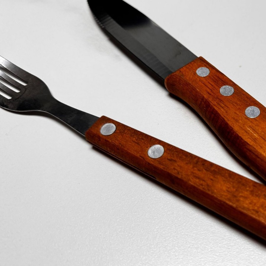 Stainless Steel Western Steak Knife Hotel Steak Knife Set 2-Piece Set Home Kitchen Wooden Handle Serrated Steak Knife Western Fork