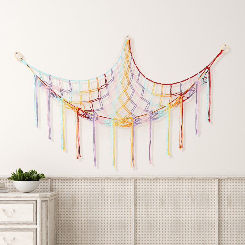 Cross-border Children's Room Doll Storage Net Bag Hand-woven Cotton Rope Storage Net Bag Doll Toy Wall-hung Hammock