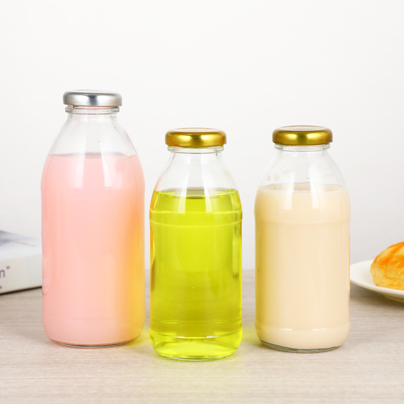 Wholesale In-Stock Milk Glass Bottles, Strawberry Milkshake Yogurt Glass Bottles, Juice Milk Tea Bottles, Beverage Bottles, Trending and Popular Models