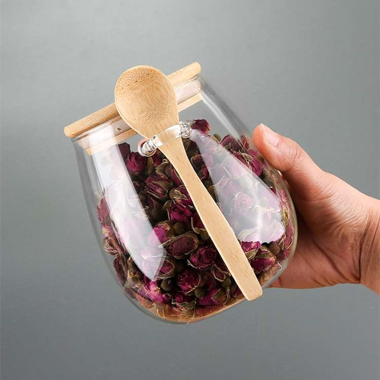 Large-Capacity Transparent Grain Jar Snack Storage Glass Sealed Jar with Spoon Tea Jar Grain Storage Jar Tea Jar