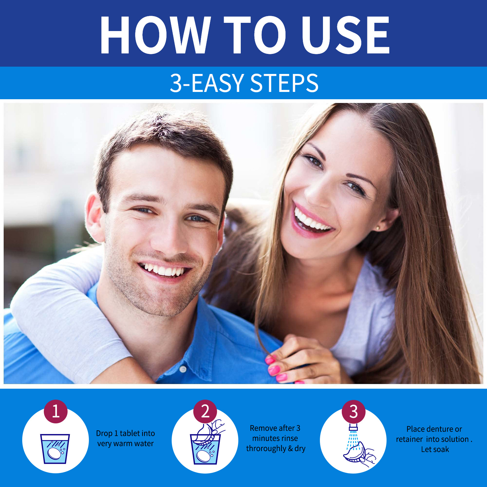 Jaysuing Denture Cleaning Tablets, Oral Cleaning Care, Stains, Whitening Dentures, Fresh Breath, Cleaning Teeth