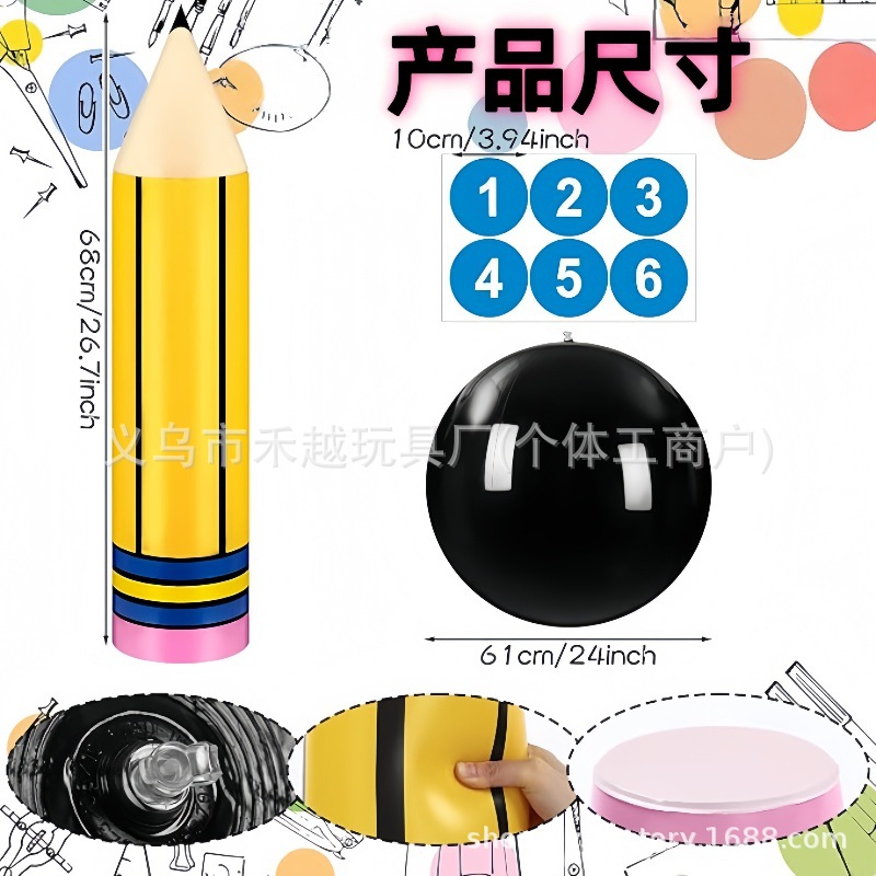 Factory Customized Pvc Inflatable Bowling Set Creative Pencil Shape Inflatable Toy Fun Sports Props