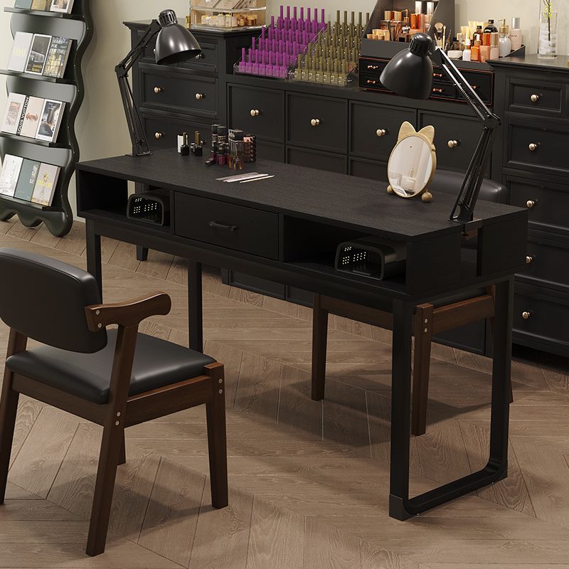 Nail Art Table and Chair Set, Retro Special Price, Economical Single/Double Workstation Nail Art Table with Lamp, Japanese Style Nail Salon Table and Chairs