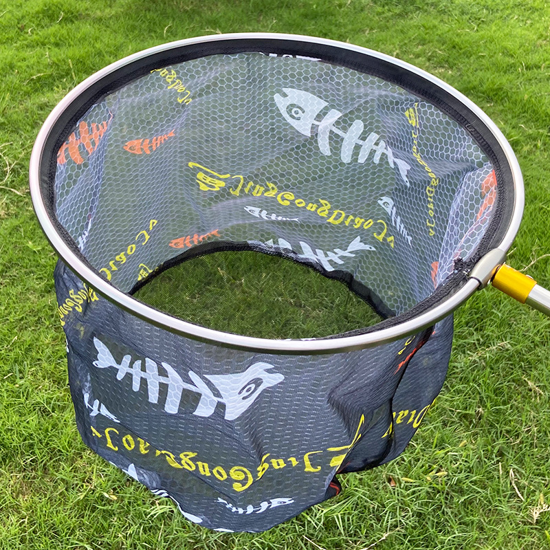 Reinforced Aluminum Alloy Fishing Net Head Small Eye Gun Gray Thickened Fishing Net Wild Fishing Black Pit Competition Small Eye Fishing Net Head Wholesale