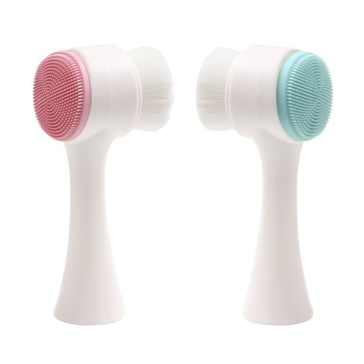 Silicone Face Wash Brush Soft Bristle Double-Sided Cleansing Brush to Remove Blackheads Deep Cleansing Pore Brush Massage Facial Cleansing Brush