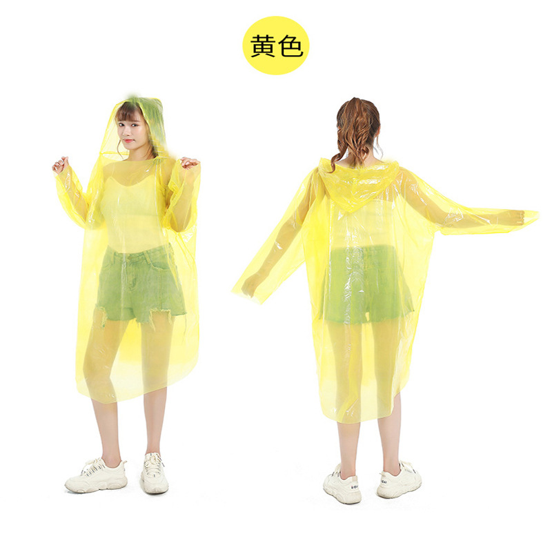 Disposable Raincoat Portable Thickeneded Travel Hooded Rope Rubber Band Cuffs White Men and Women Outdoor Mountaineering Poncho