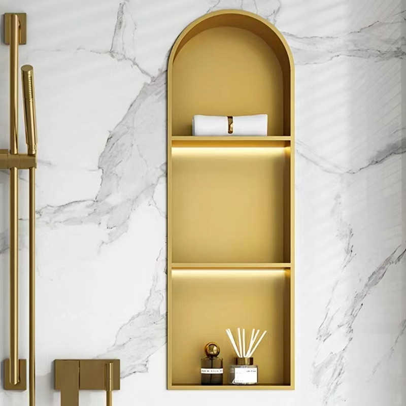 Stainless Steel Arc-Shaped Niche Embedded Living Room Tv Cabinet Background Wall Three-Dimensional Cabinet Bathroom Bathroom Storage