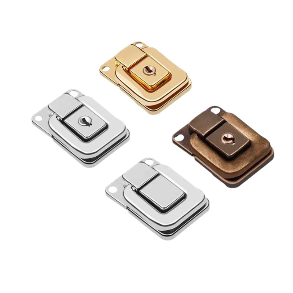 40*27 photo frame Chinese lock buckle with lock cylinder wooden box lock buckle high-grade gold black Chinese lock Taiping buckle