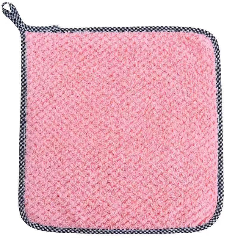 Small Square Towel Pineapple Coral Fleece Small Square Towel Hand Wash Face Small Towel Kitchen Hanging Absorbent Wipe Square Towel