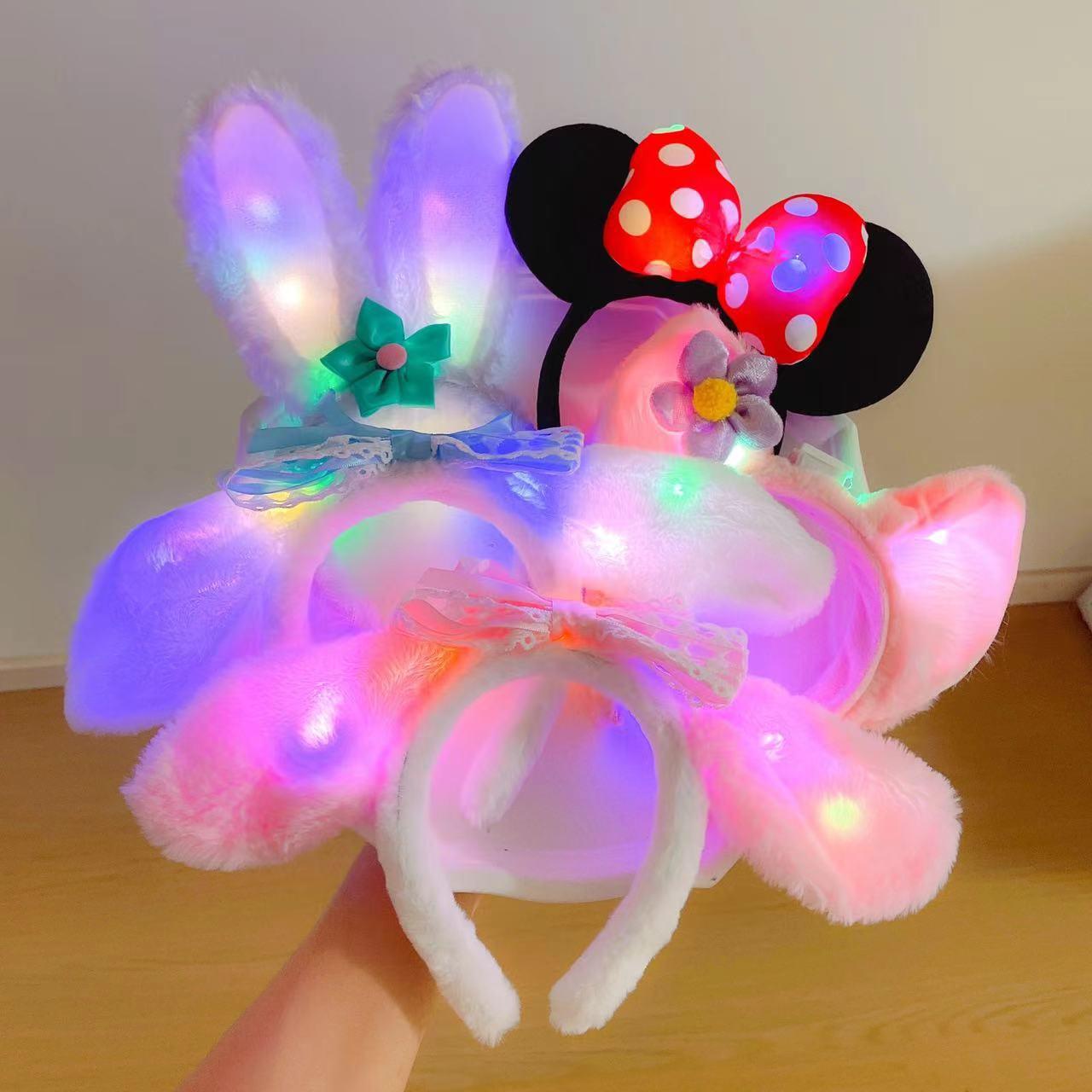 New Plush Flashing Light Lina Bell Headband Cartoon Hair Accessories Sweet Children Cute Amusement Park Photo Props
