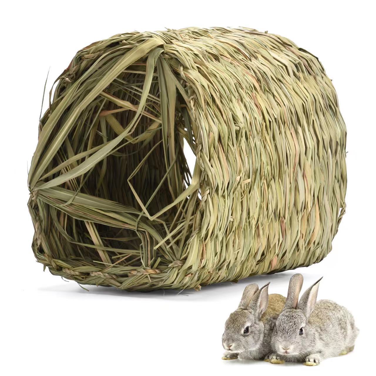 Natural Wind Exotic Pet Breathable Rabbit Straw House Edible Decompression Toy Chinchilla Hamster Molar Timothy Grass Nest