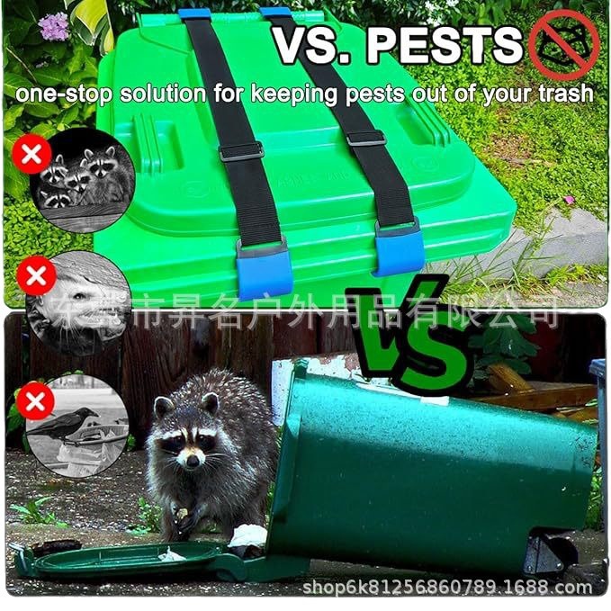 Trash Can Lid Lock, Outdoor Adjustable Trash Can Strap, Safety Belt, Trash Can Lid Strap, Original Product