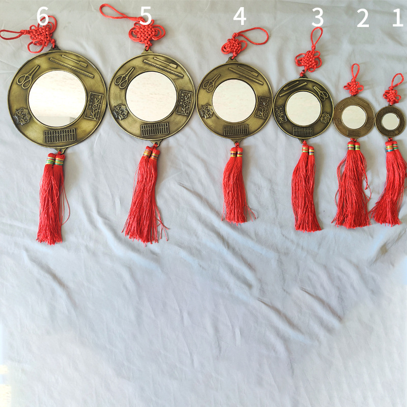 Tai Chi Alloy Bagua Mirror Religious Pendant Temple Yu Round Alloy Twelve Zodiac Copper Mirror Supplies Ornaments