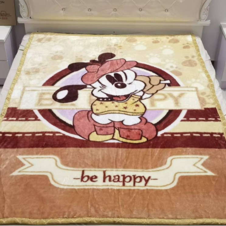 Wholesale Autumn and Winter Single-Layer Thickened Raschel Printed Blanket 1.5m Office Nap Fleece Blanket with Cartoon Print