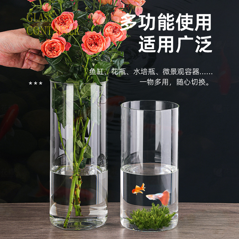 Scandinavian Straight Glass Vase Simple Hydroponic Flower Vase Candle Cup Accessible Luxury Home Dried Flower Decoration Ornaments