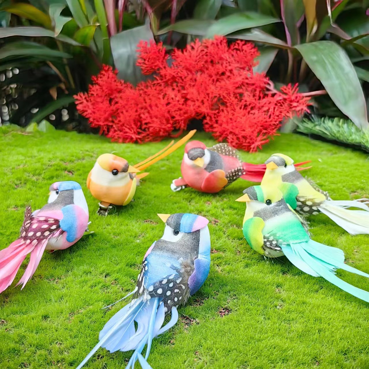 Artificial foam feather Bird Garden Garden creative cloth super cute decoration dovetail bird clip