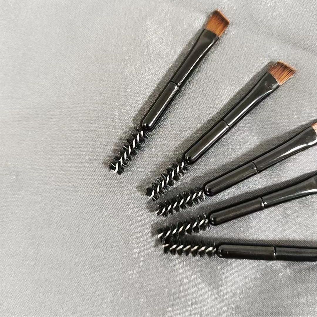 Disposable spiral eyelash brush black aluminum tube oblique brush makeup brush double-headed eyebrow brush eyelash brush oblique eyebrow brush