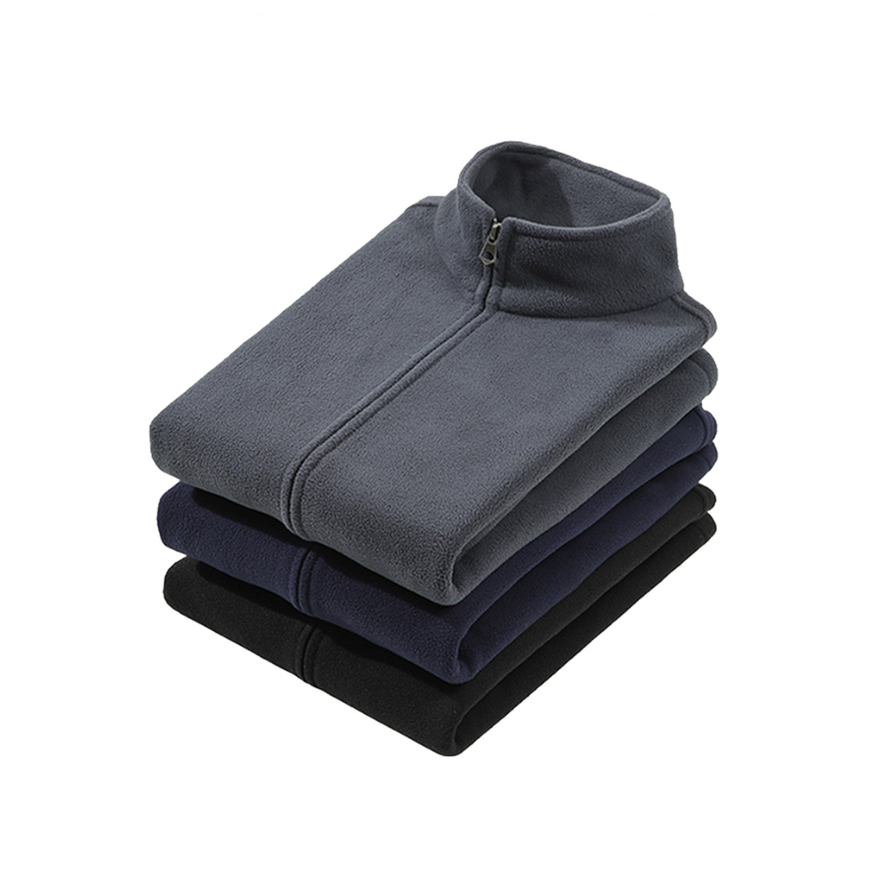 Autumn and Winter Warm and Versatile Cardigan Fleece Zipper Jacket Solid Color Stand Collar Customizable Logo Team Fashion Casual