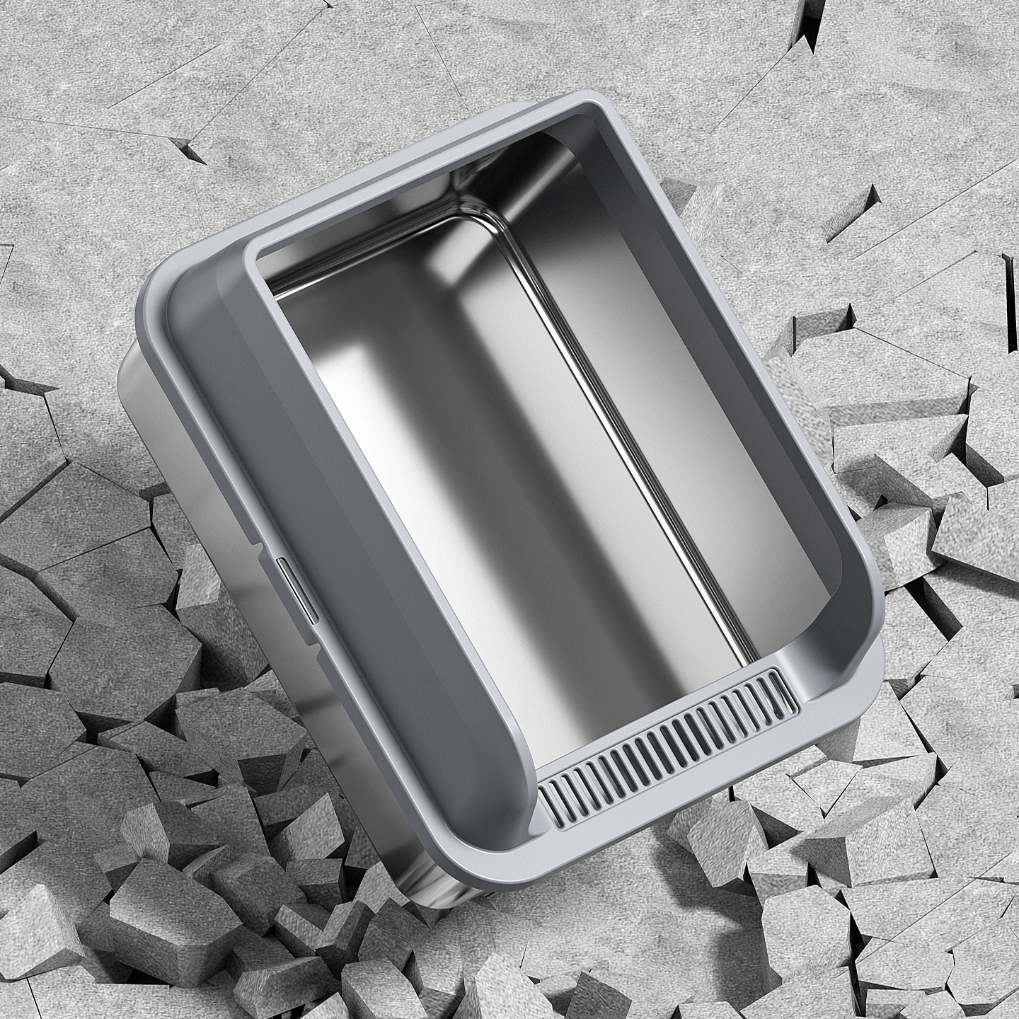 Large Stainless Steel Cat Litter Box with High Fence, Anti-Splash, Semi-Enclosed Top-In Stainless Steel Cat Toilet Pet Supplies