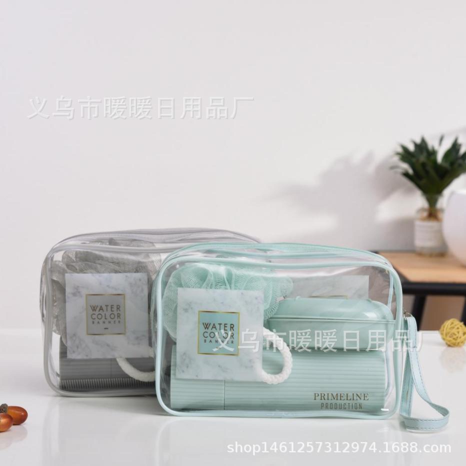 Cross-border Travel Transparent PVC Zipper Bag Toiletry Bag Portable Portable Toiletry suit in stock Wholesale