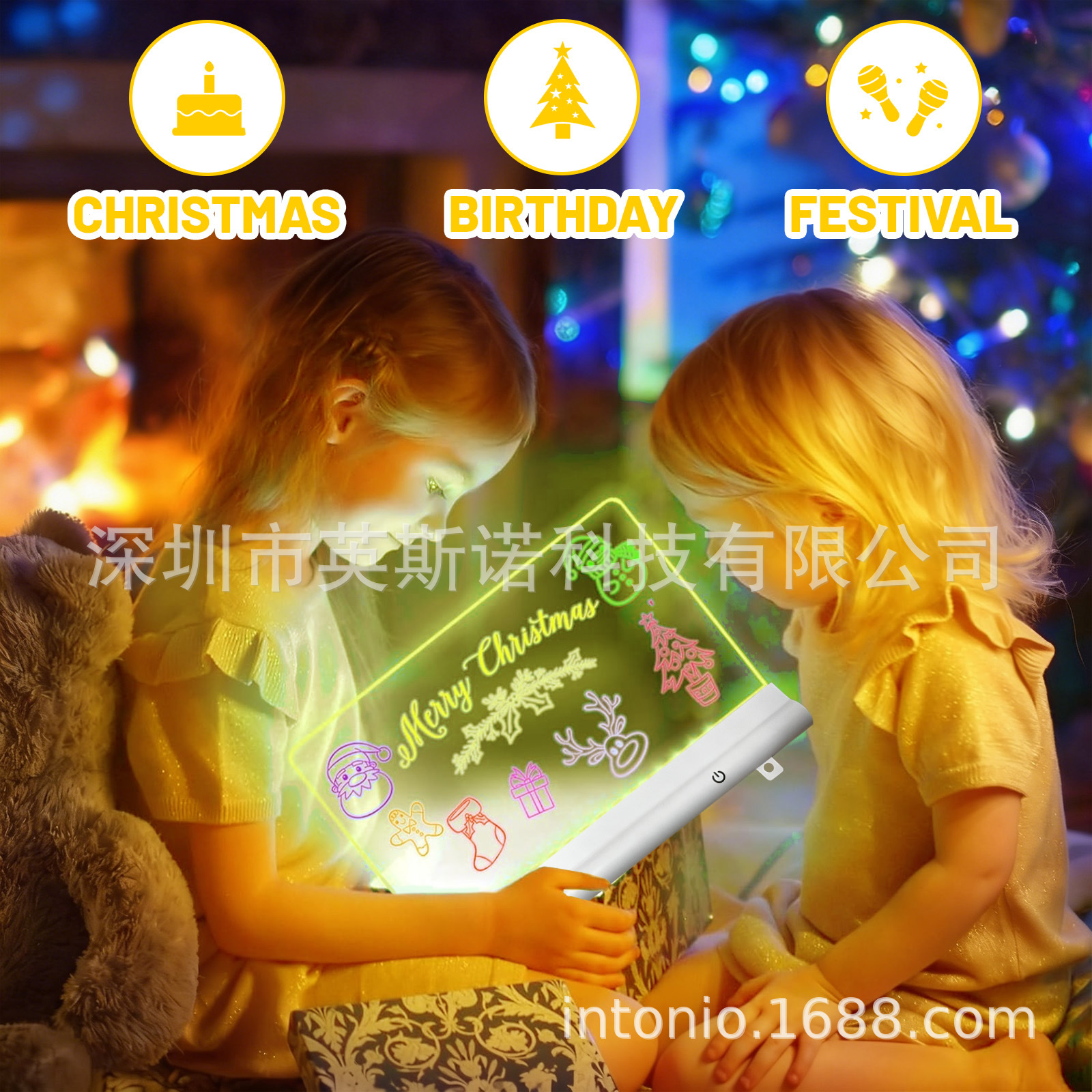 Cross-Border Kidsren's Writing Board with Built-In Battery, Erasable Hand-Held Luminous Toy Fluorescent Decorative Acrylic Painting Led Drawing Board