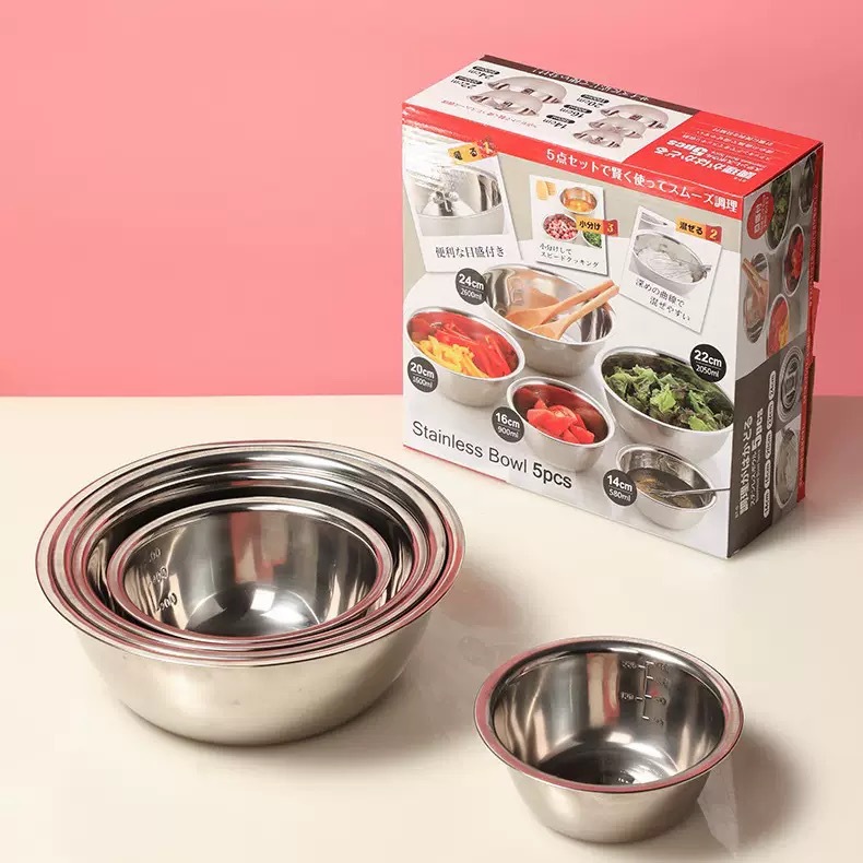 Оптовая чаша из нержавеющей стали для зарубежной торговли, утолщенная многофункциональная чаша с шкалой