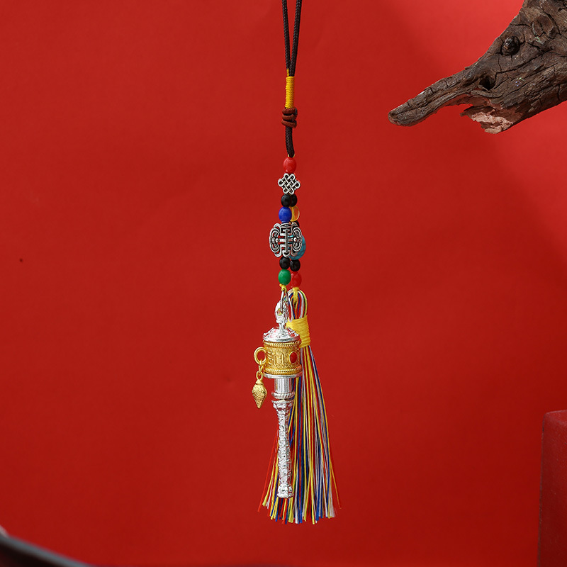 Ethnic Style Xizang Alloy Prayer Wheel Enamel Pendant for Bags and Cars, Direct Supply from Manufacturer, Wholesale 3C