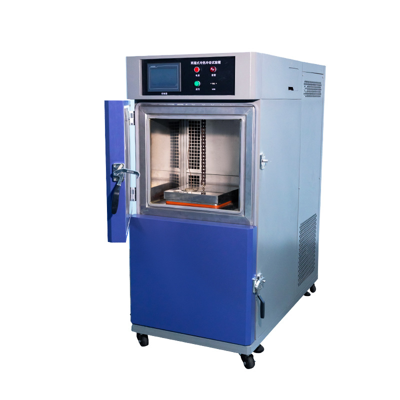 Two Boxes of Hot and Cold Impact Test Chambers with Blue High and Low Temperature Cycles and Rapid Temperature Changes