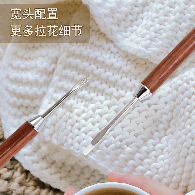 Coffee Flower Tree Wood Handle Carved Stick Fantastic Goutu Coffee Appliance Italian Coffee Accessories Household Small Artifact