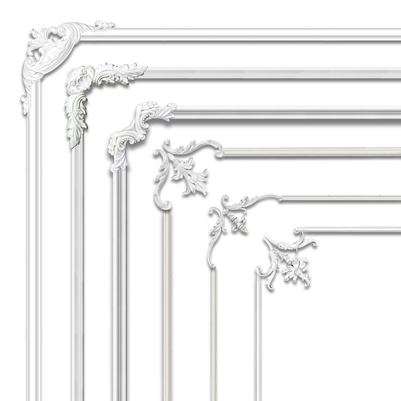 PU French Line Corner Flower Background Wall Decorative Strip Corner Border Line Imitation Gypsum Line Hollow Combination Resin Decorative Flower