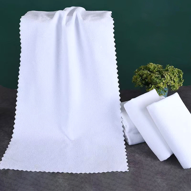 Factory Wholesale White Towel Hotel Hotel Bath Center Disposable Absorbent Non-Shedding Fiber White Towel Square
