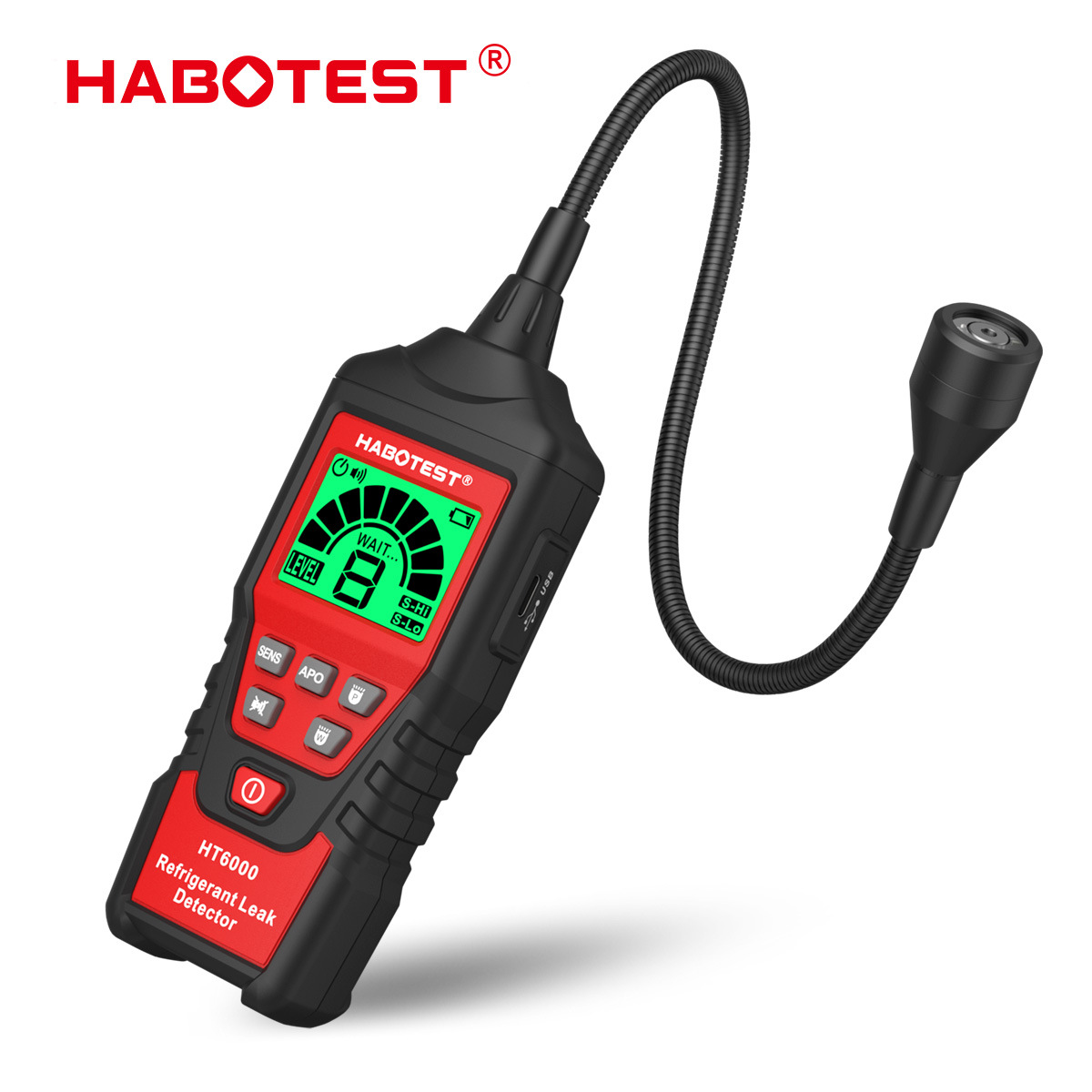 Huabo Ht6000 Refrigerant Detector High-Precision Automotive Air Conditioning Freon Refrigeration Equipment Refrigerant Leak Detector