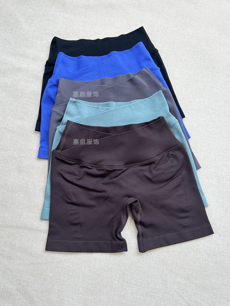 Dfyne New Cross-Waist Shorts Women's Yoga Fitness Three-Point Pants Hip-Lifting Low-Waist Seamless Fitness Shorts