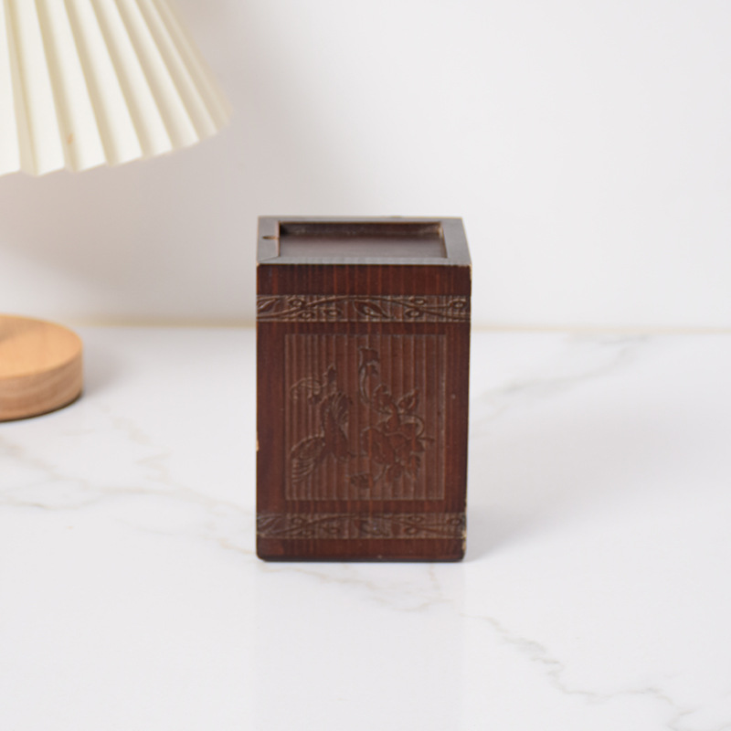 Solid Wood Carved Urn Pet Funeral Supplies Pet Ashes Storage Box Pet Funeral Box Commemorative Urn