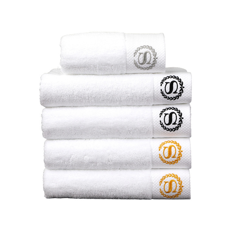 Five-Star Hotel Towels, Hotel and Guesthouse Bath Towels, Beauty Salon White Pure Cotton Absorbent Towels, Bath Towels, Embroidered Customization
