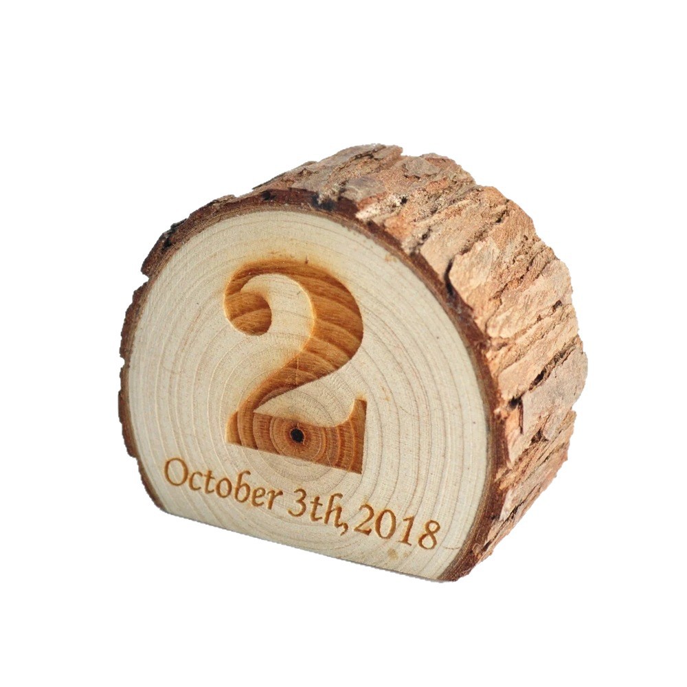 Personalized Creative Wooden Seat Number Plate Log Tree Stump Carving Anniversary Decoration Customized Wedding Birthday Gift