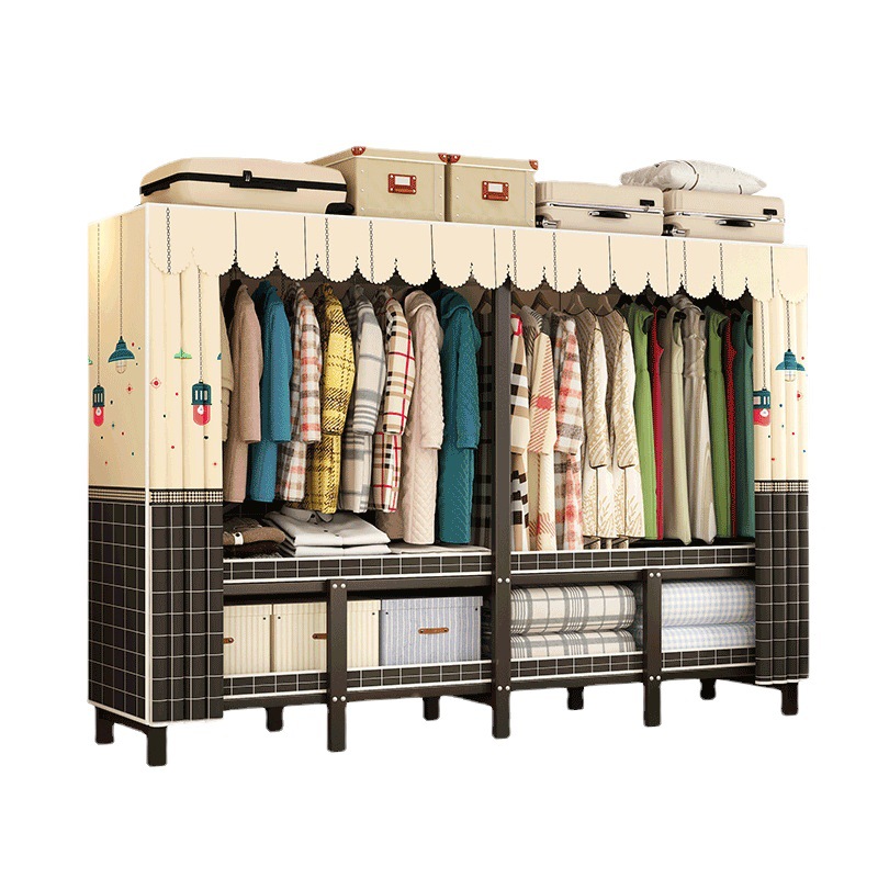 Folding Wardrobe Installation-Free Strong and Durable Household Bedroom Closed Cloth Wardrobe Dormitory Economical Simple Hanging Wardrobe